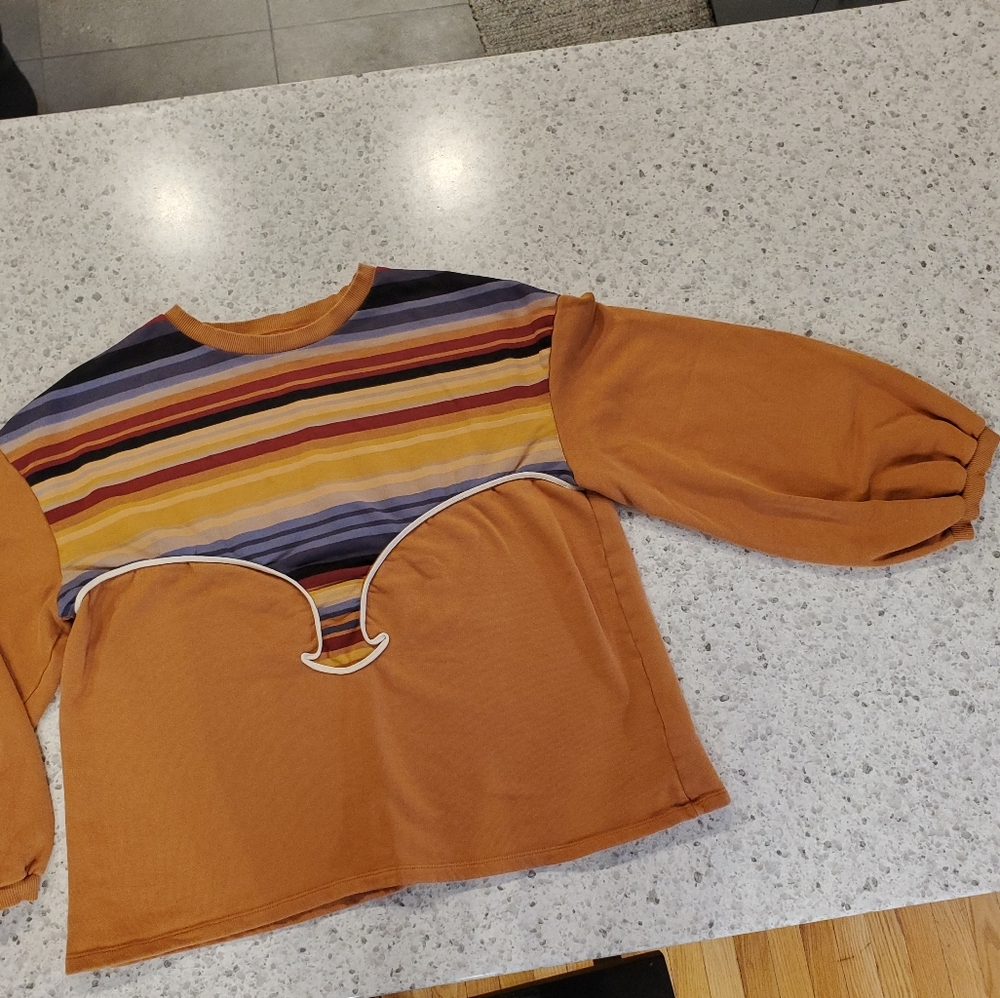 Zara Medium Sweater Trafaluc Striped Oversized Top Sunset Western Orange Aztec - Picture 16 of 16